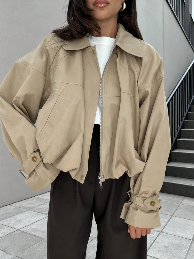 2026 Frühling/Herbst Neuheiten Europäisch inspirierte Mode-Design Locker sitzende Kurzjacke mit Kragen für Damen