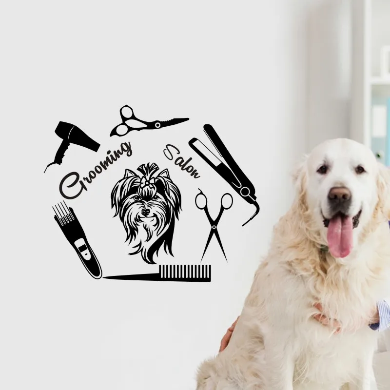 

Grooming Dog Salon Decal Pet Shop Wall Sticker Posters Vinyl Art Decals Parede Decor Mural Pet Clinic Wall Sticker