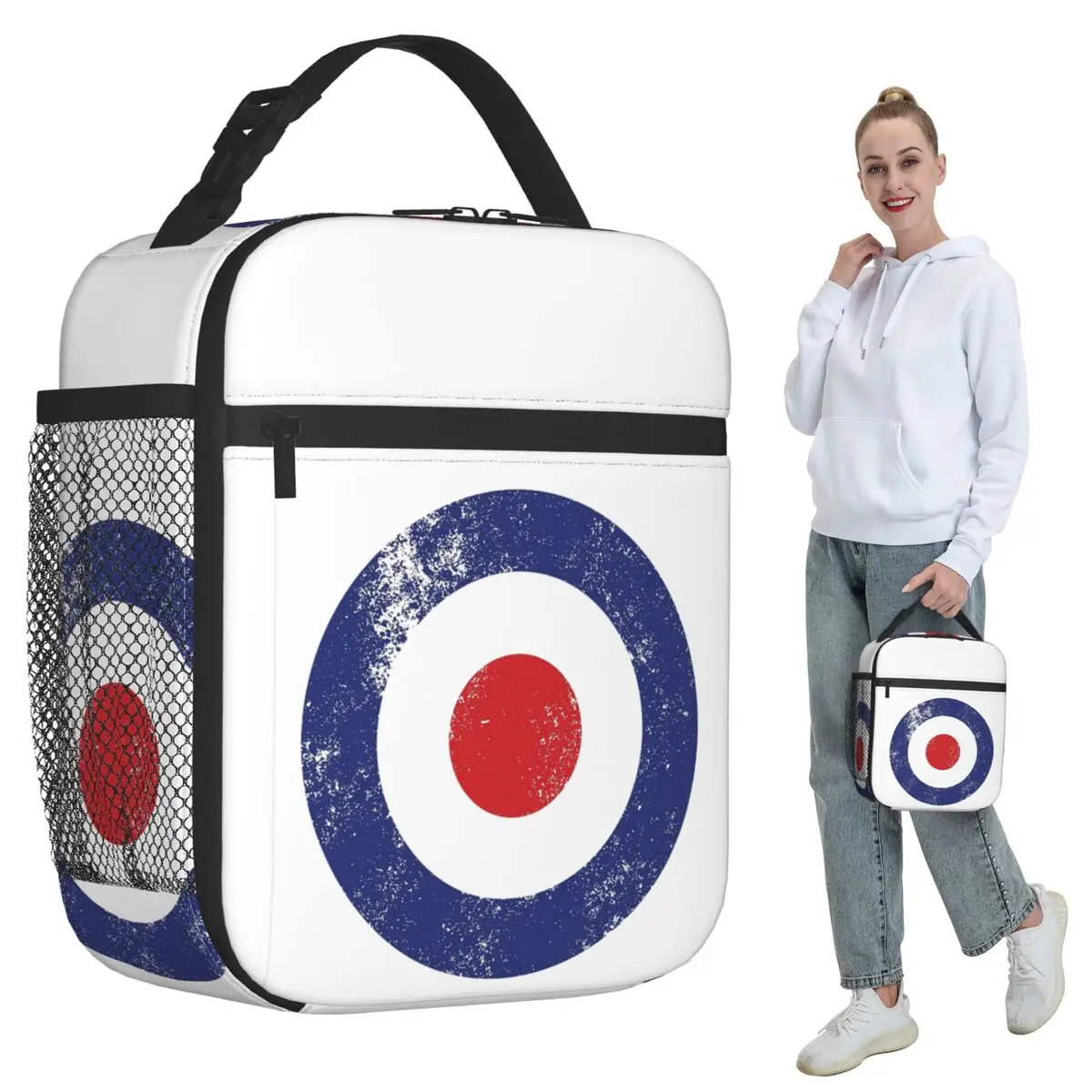 

RAF Type D Roundel-Mod Target Insulated Lunch Bag for Kids School Cooler Thermal Food Box Tote Leakproof Lunch Boxes Container