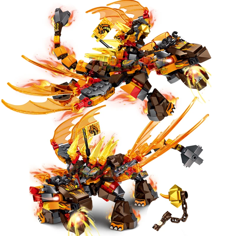 New 2023 Fire Attack of the Flame Dragons Fightar Titan Season 14 Fly Building Blocks Classic Model Sets Bricks Kid Kit