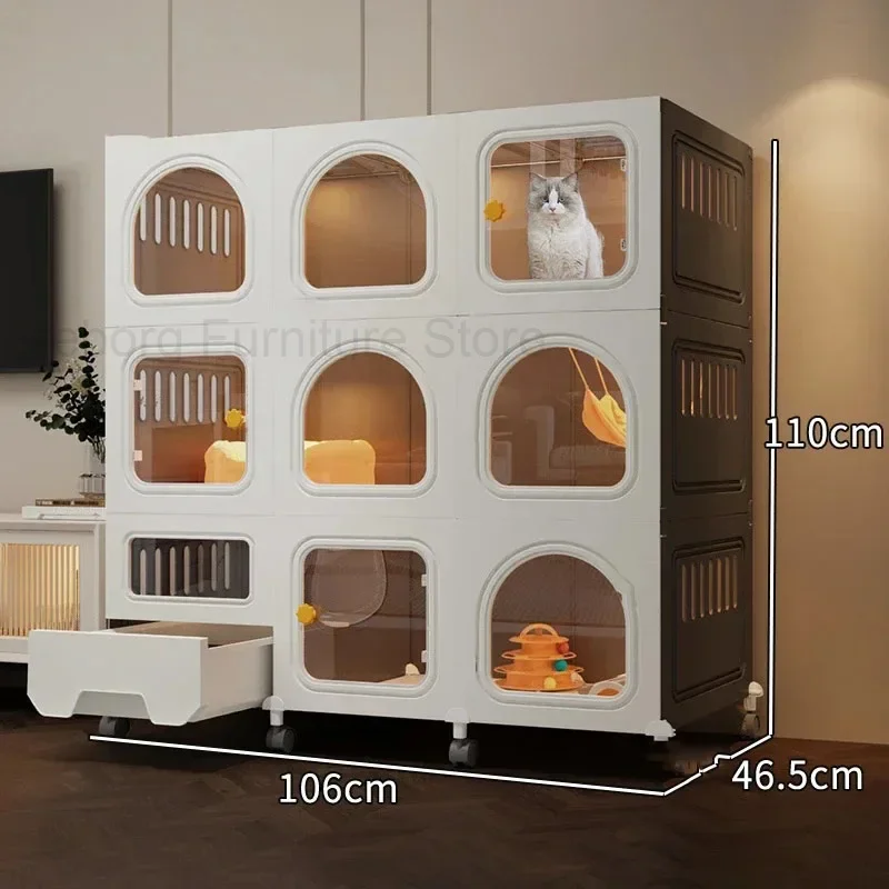 Imagem -05 - Gaiolas Transparentes de Vários Andares para Gatos Litter House com Polia Espaço Super Grande Produto Pet Home Indoor Villa 1