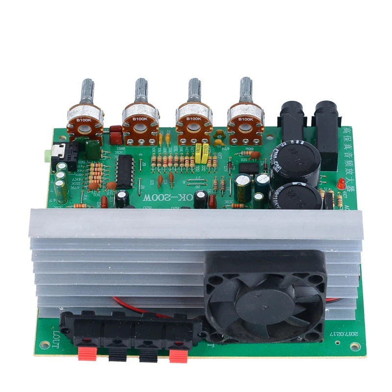 200W 2.0 Channel Microphone Shouting Air Cooled High and Low Bass Adjustable High Power Amplifier Board