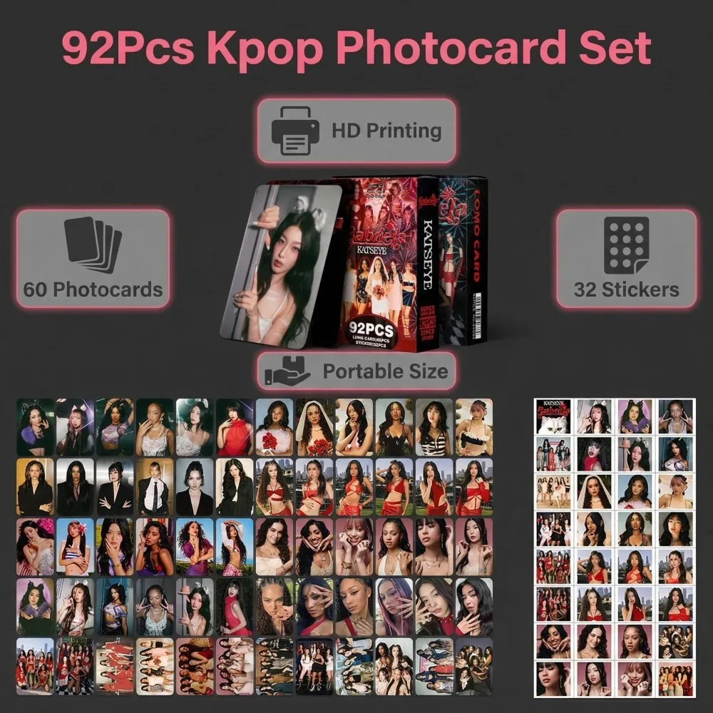 92 PCS KPOP Photocards KATSEYE Single Gabriela Merch card sticker Regalo de Navidad Decoración Colección Tarjetas de merchandising Regalos para fans