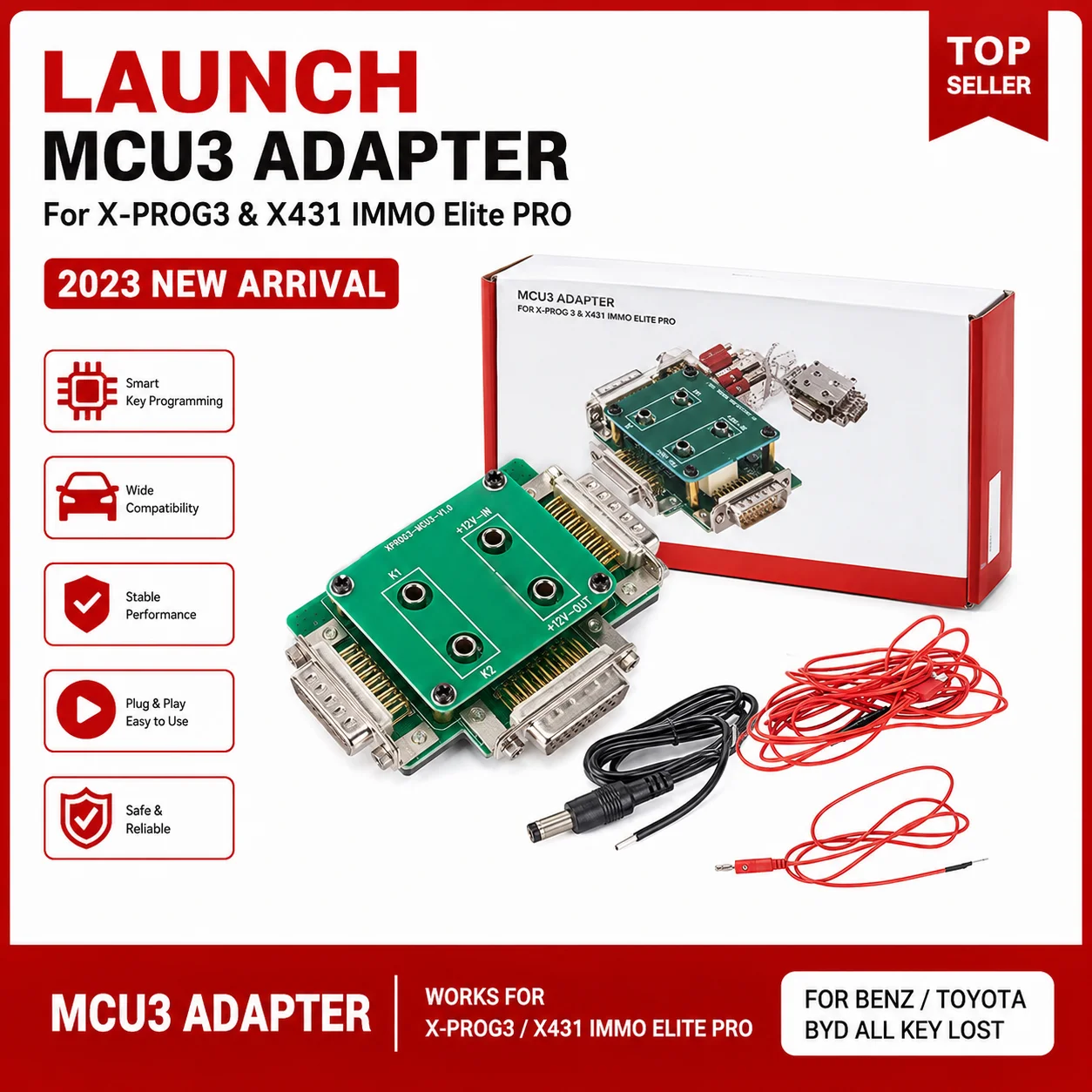 Adaptador MCU3 LAUNCH X-431 para X-PROG3 GIII: Programador Inmovilizador Mercedes Llaves Perdidas Lectura ECU/TCU IMMO Elite