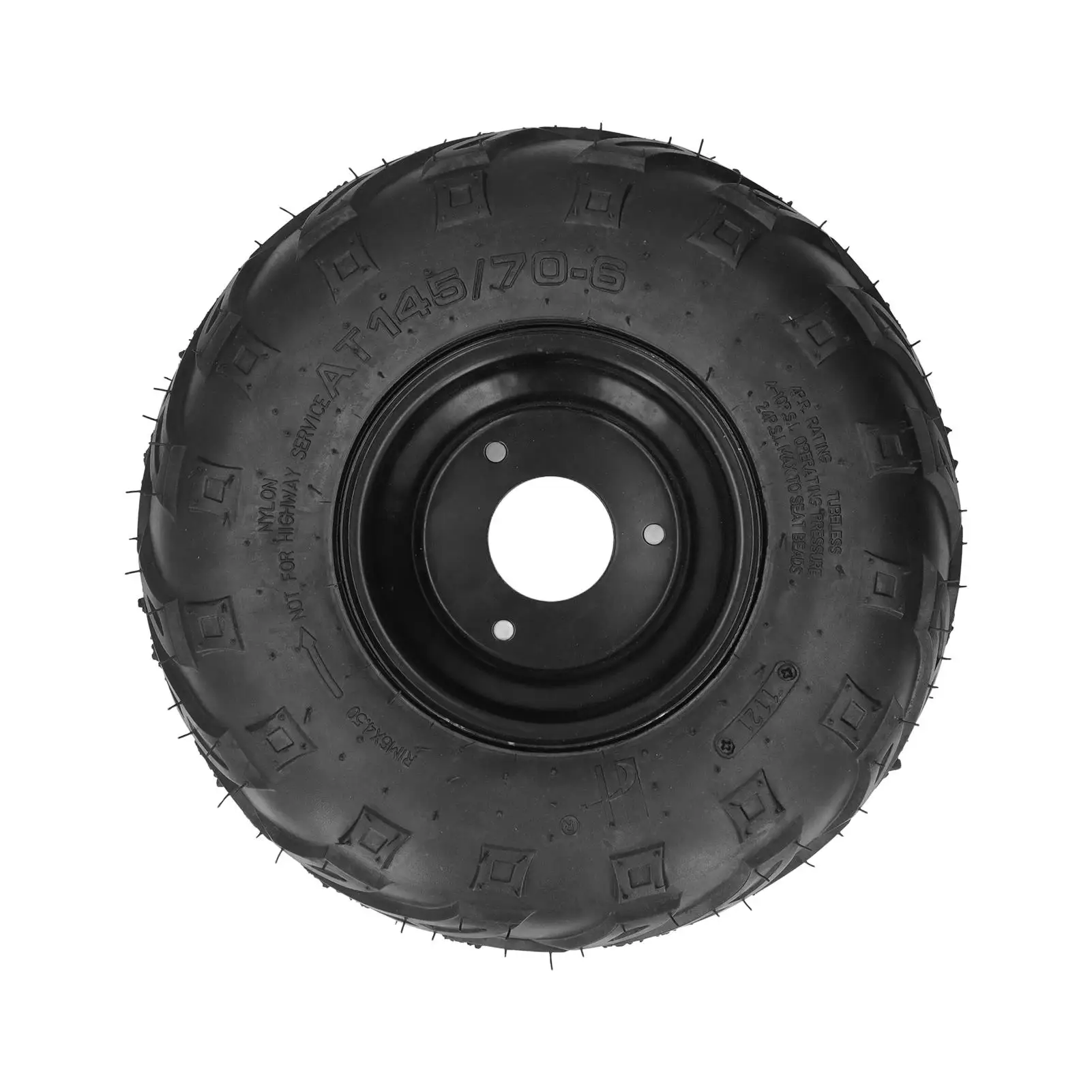 

145/70-6 Tubeless Tire & 6in Steel Rim for ATVs, for go Karts, UTVs, Quad Bikes, and 4 Wheelers - Durable Rubber Flex