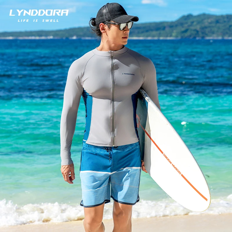 SAILBEE Mens UV Protect Surfing Rash Guard Long Sleeve Swimsuit Rashguard Surf Shirt Top M0116