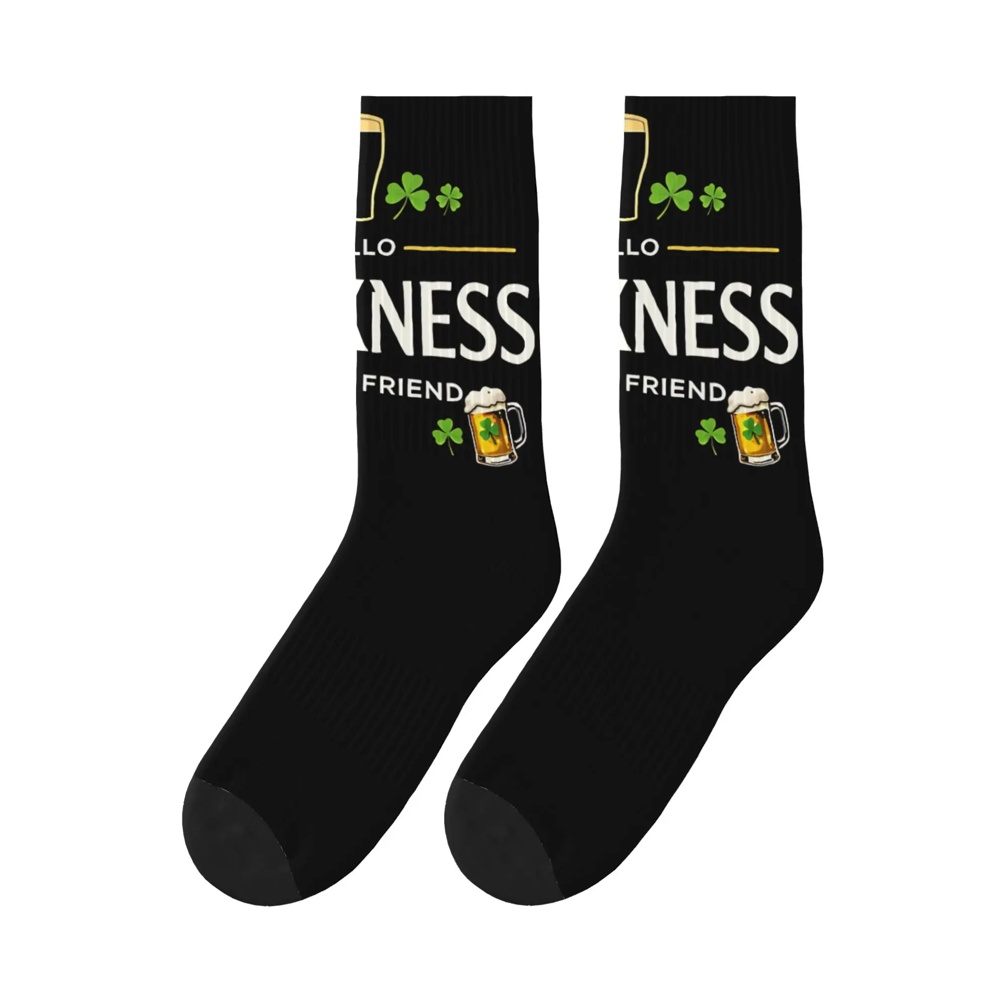 

Hello Darkness My Old Friend Irish Shamrock Beer Socks Autumn Stockings Unisex Men Comfortable Socks Cycling Anti Skid Socks