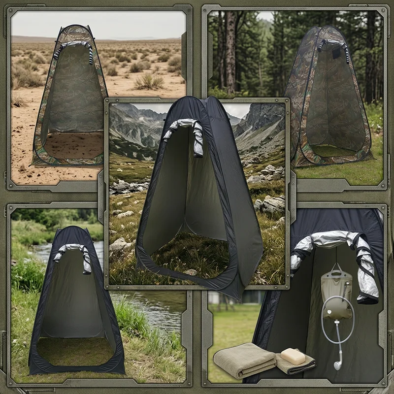 1Pc Black Pop Up Shower Tent for Emergencies Portable Outdoor Privacy Toilet Changing Room Camping Beach Pool