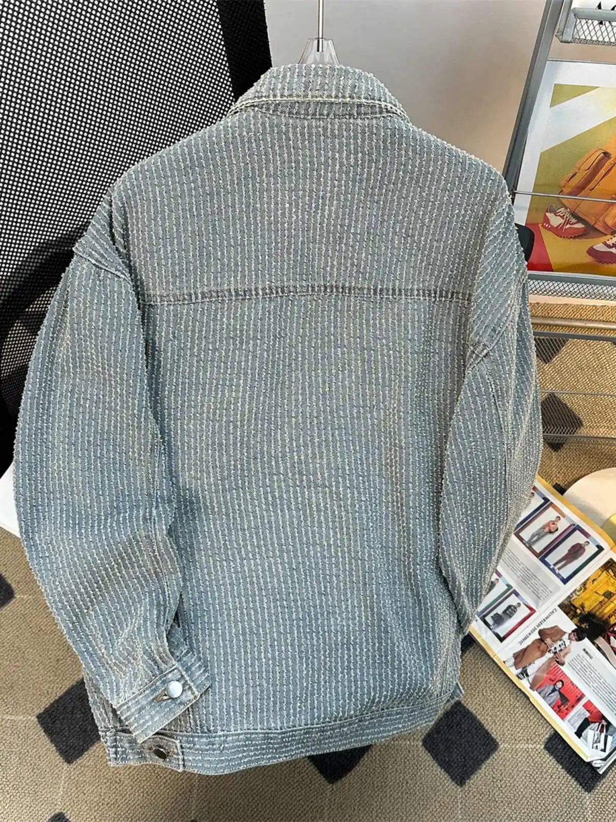 

Women's Light Blue Denim Jacket Vintage Fashion Long Sleeve Oversize Jean Jacket Harajuku Korean 90s Outerwear Top 2000s Clothes