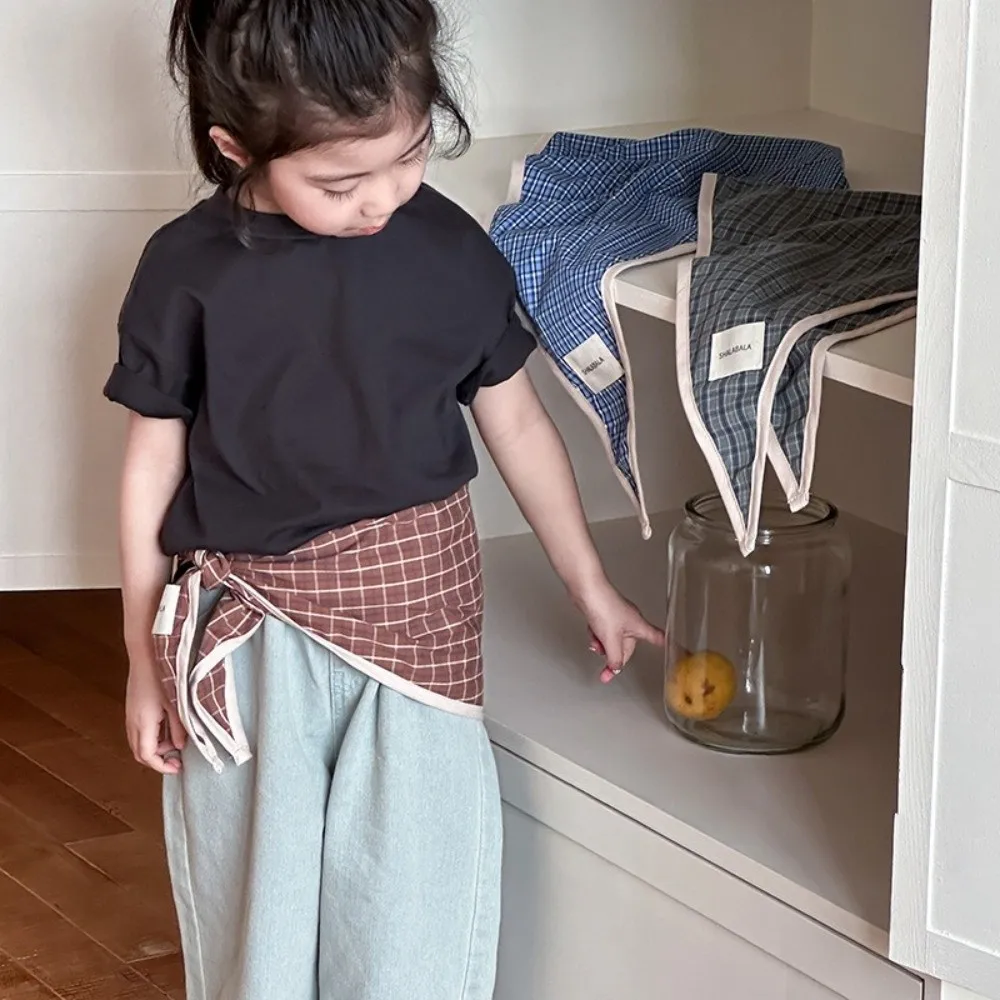 

Vintage Korean Children's Scarf Plaid Sweet Triangle Bandana Boys Girls Striped Waist Scarf Neckerchief