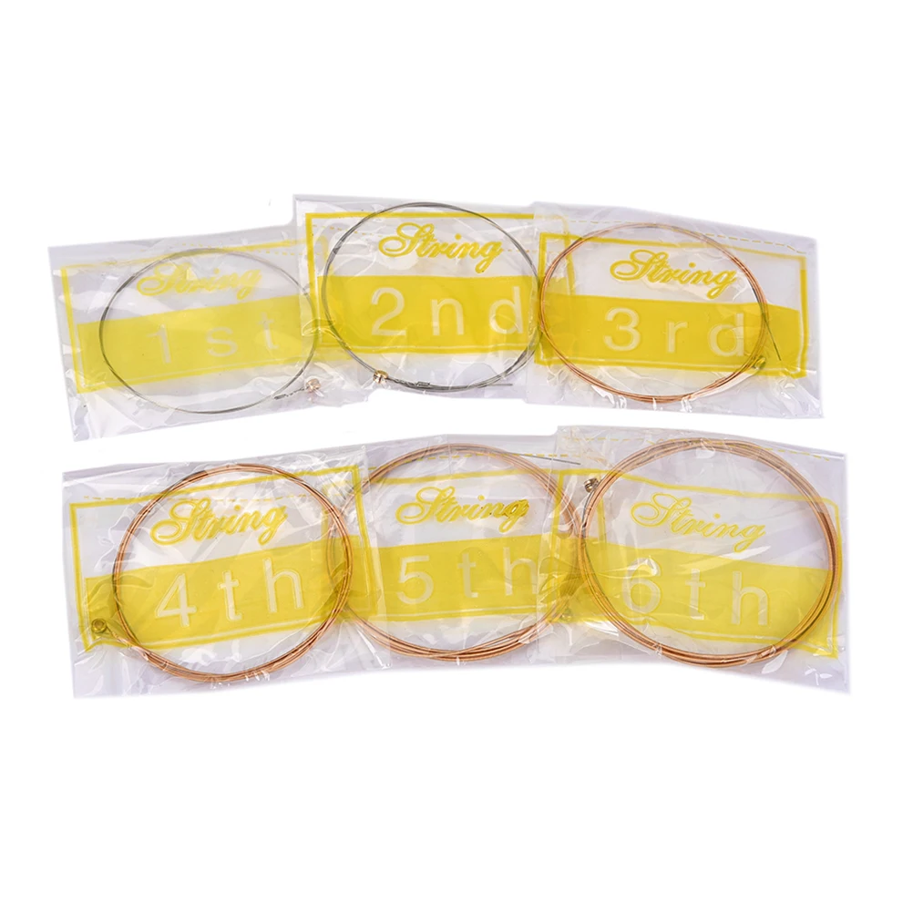 

6 PCS/ Set Assorted Sizes Steel Guitar Strings for 6 String Folk Acoustic Guitar 0.28mm 0.38mm 0.56mm 0.81mm 1.07mm 1.32mm