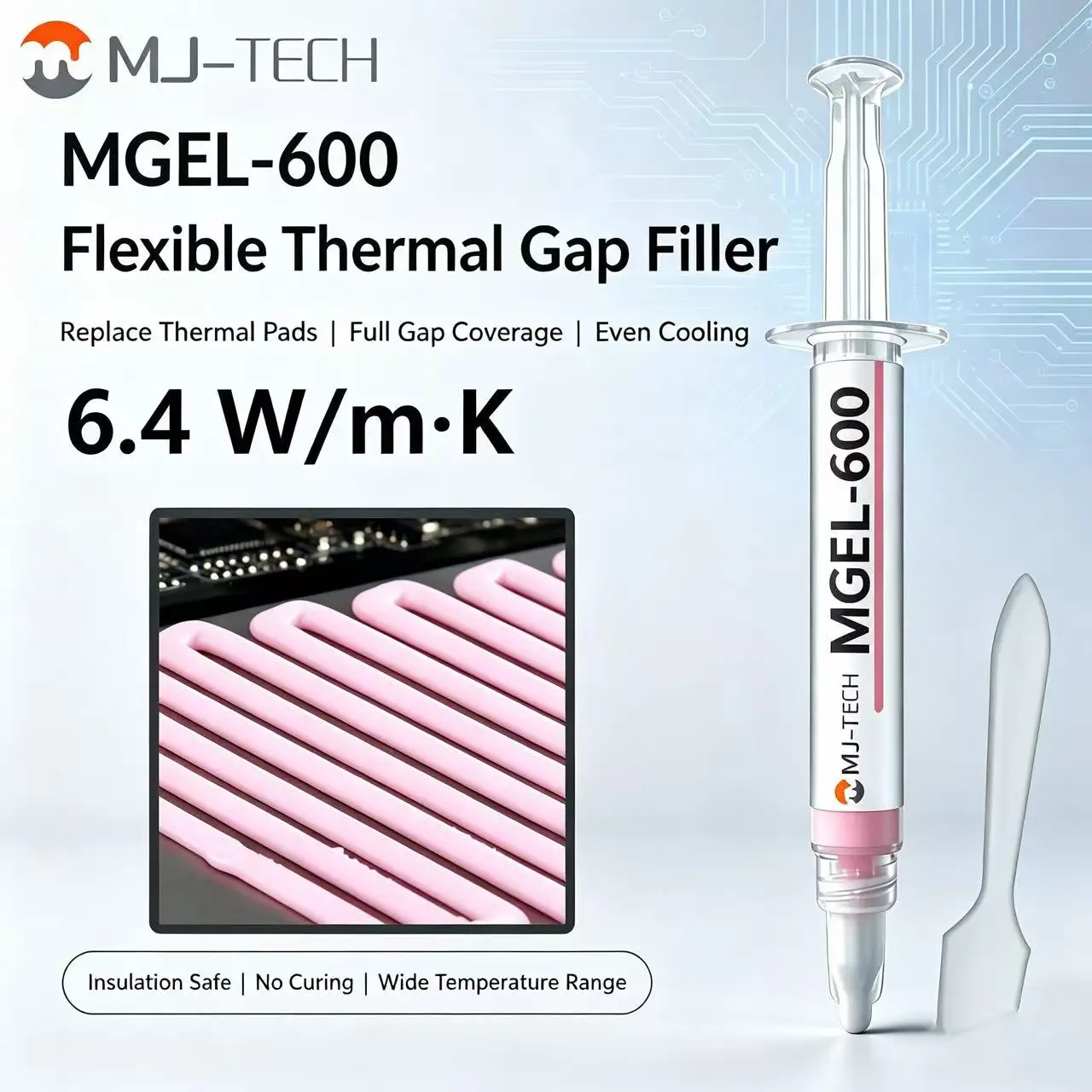 MJ-TECH MGEL Non-Curing Thermal Gel 2W 6.4W/mK Thermal Gap Filler for Electronic Devices Heat Dissipation