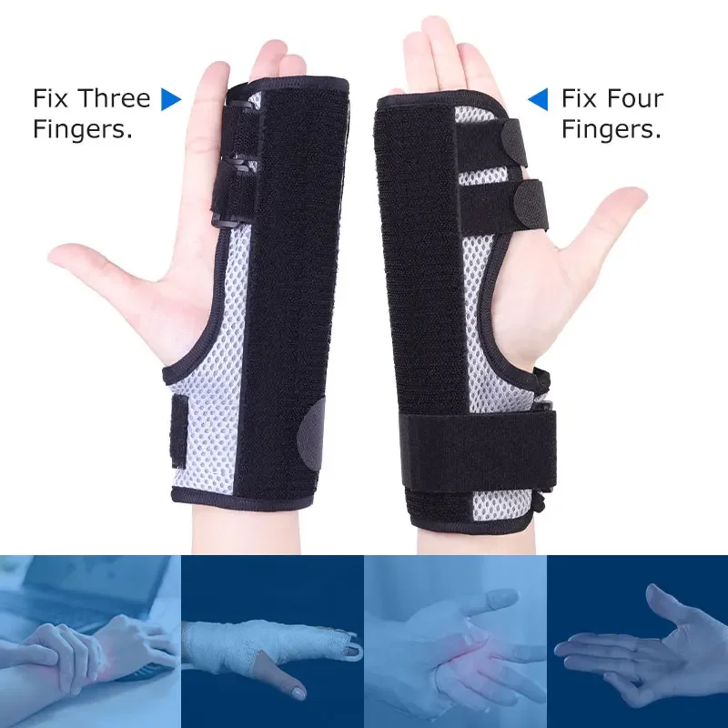 Pinky Finger Splint Boxer Fractures Trigger Finger Splint Adjustable Three or Four Finger Brace Immobilizer Straightener