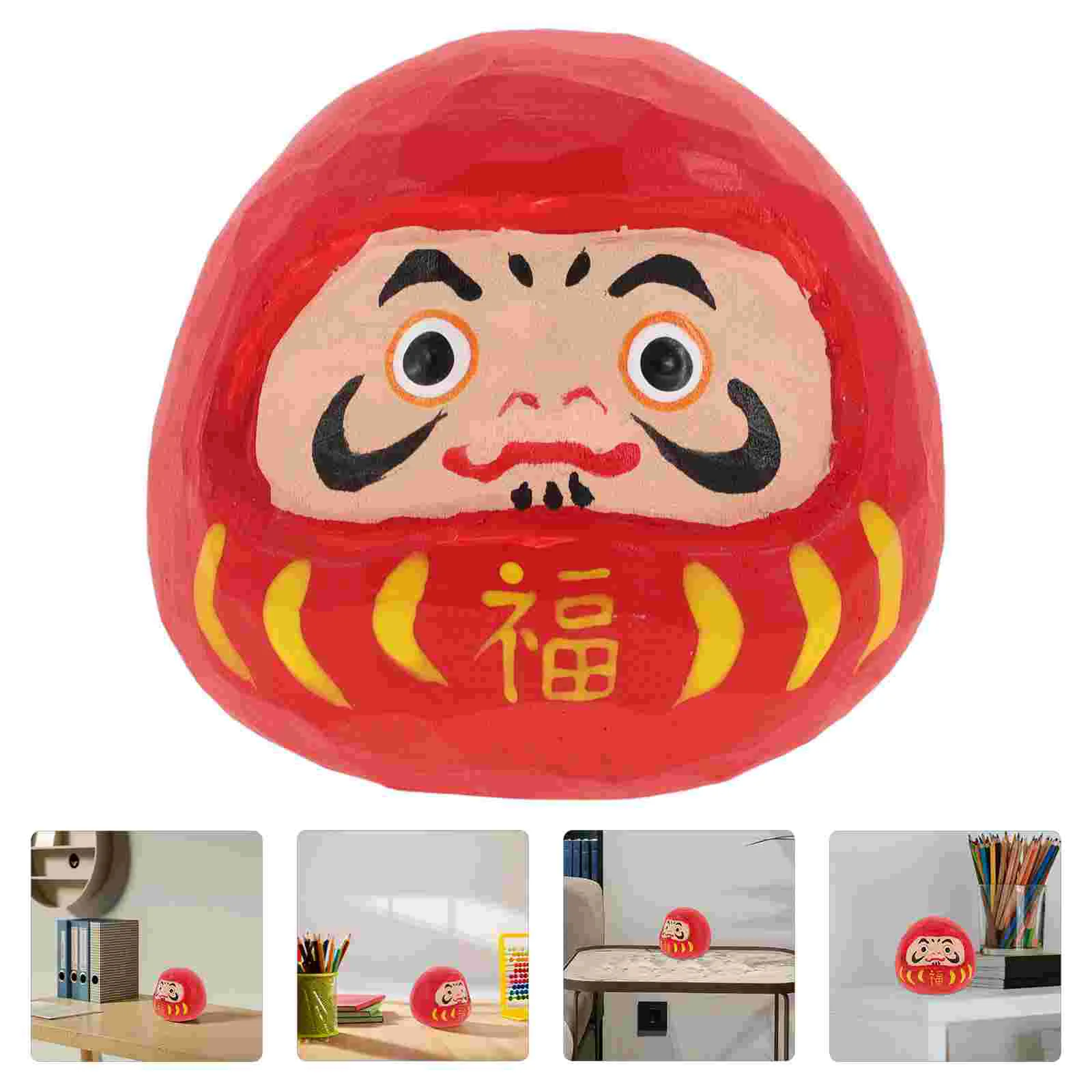 Ornements de bodhidharma, décor de voiture, statue l'inventaire Daruma, porcelaine, bureau en bois rouge