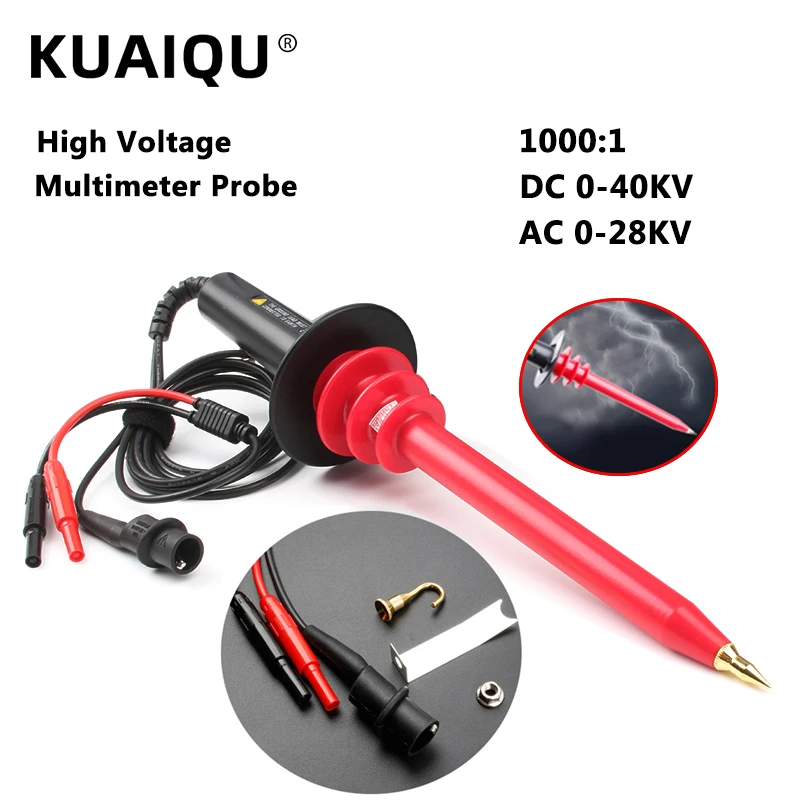 High Voltage Probe To 40KV Multimeter Probe 1000X Attenuation Bandwidth 10MHZ Probe DC 20KV/30KV/40KV AC28KV