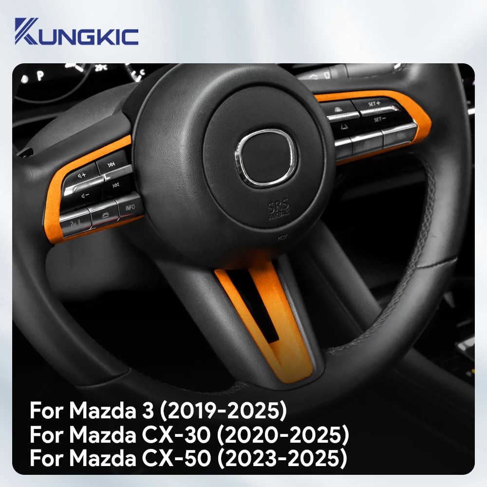 

Top Suede Trim LHD RHD Sticker For Mazda 3 Axela BP 2019-2024 2025 CX30 CX-30 2020-2025 CX50 CX-50 2023-2025 Car Steering Wheel
