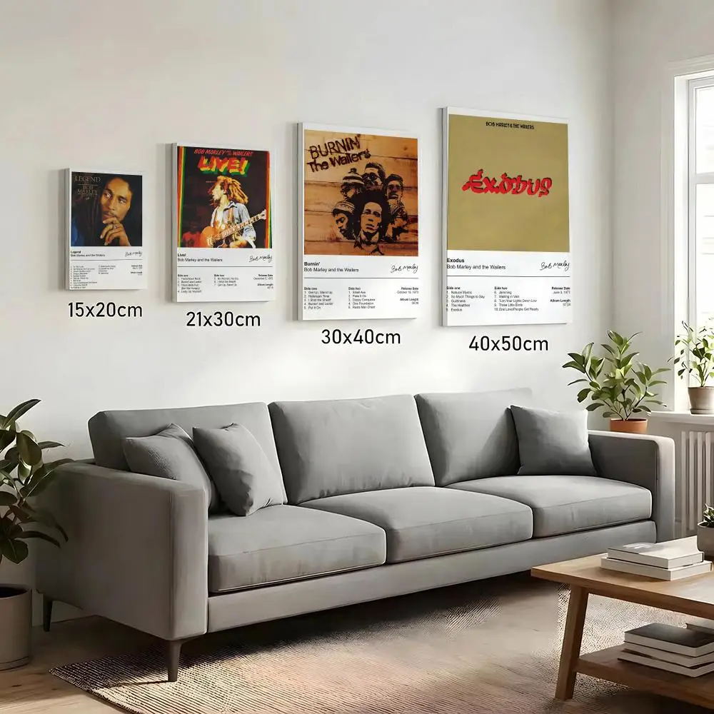Bob Marley Album Cover Singer Painting Calligraphy HD Canvas Print Poster Wall Art | Optional Frame | Modern Hallway Decor