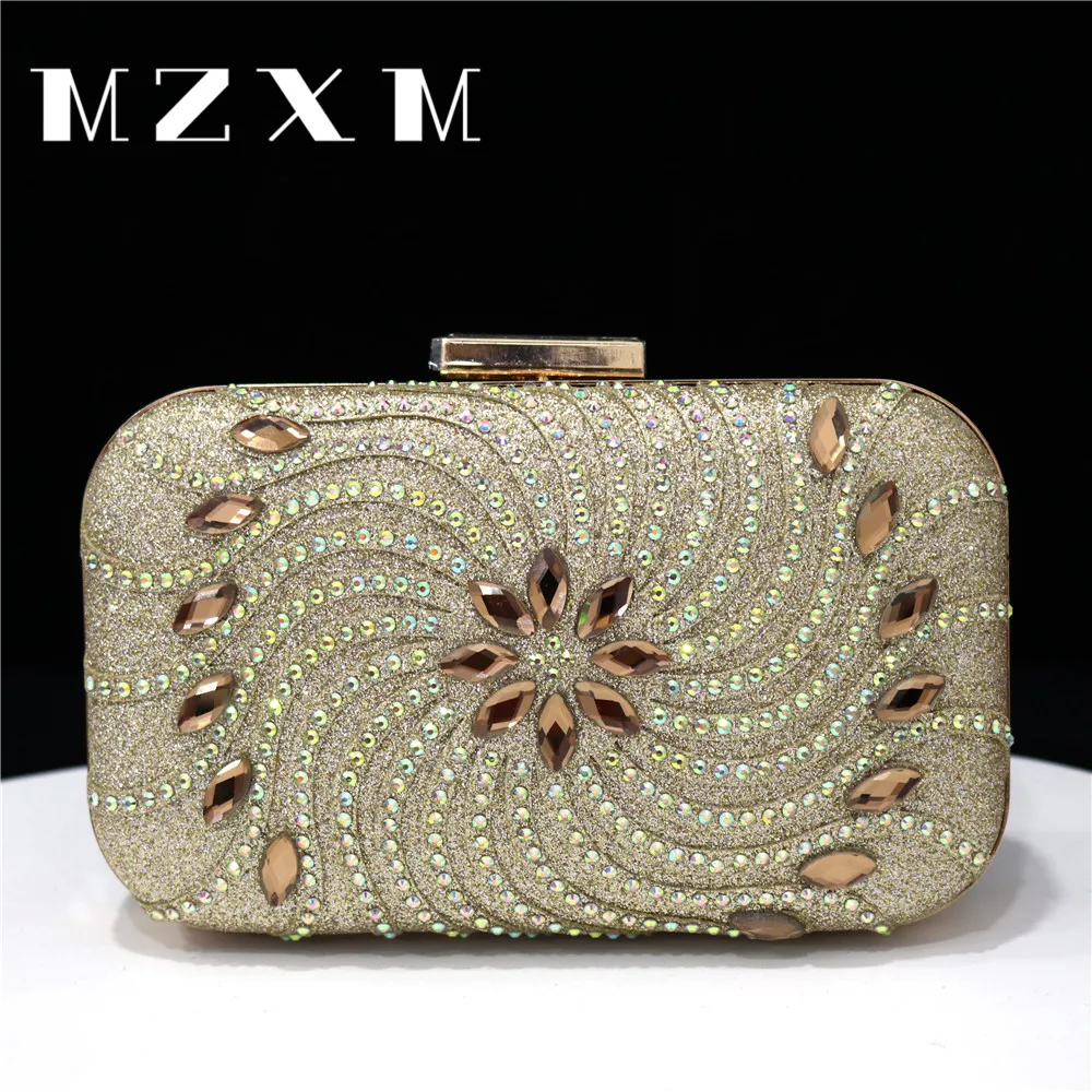 

Shiny Rhinestone Applique Women's Diamond Clutch Evening Bag Colorful Party Bag Crystal Wallet Metal Chain Shoulder Bag