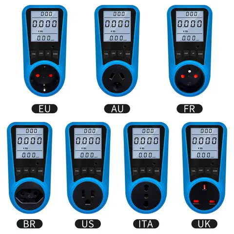 Digital Power Meter Wattmeter Socket Wattage Kwh Electric Consumption Meter EU US Outlet Energy Analyzer Current Voltage Tester