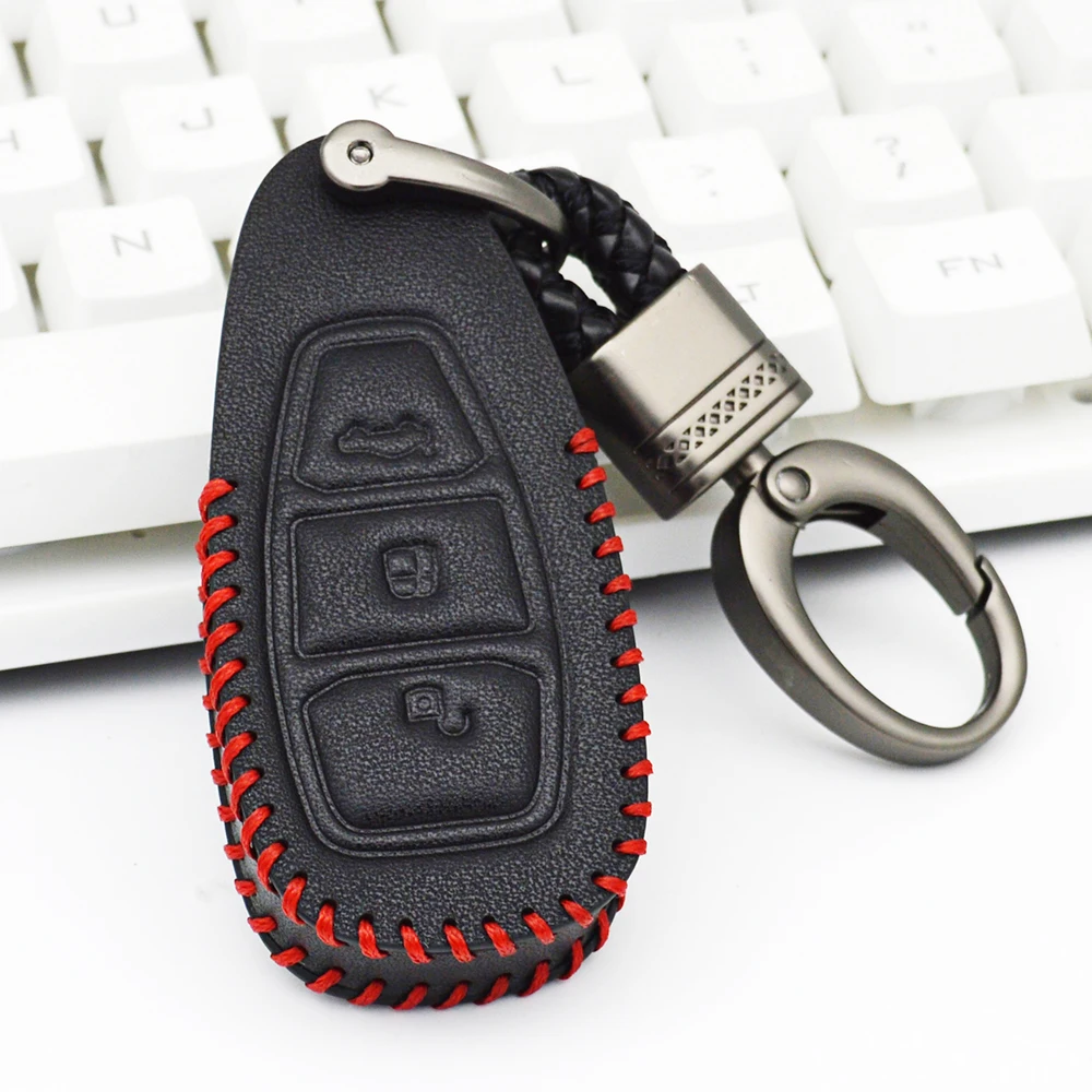 Car Key Case Cover For Ford Fiesta Focus MK2 MK3 Mondeo MK4 MK5 Kuga Ranger KA Puma Mustang Leather S MAX Key Chain Accessories