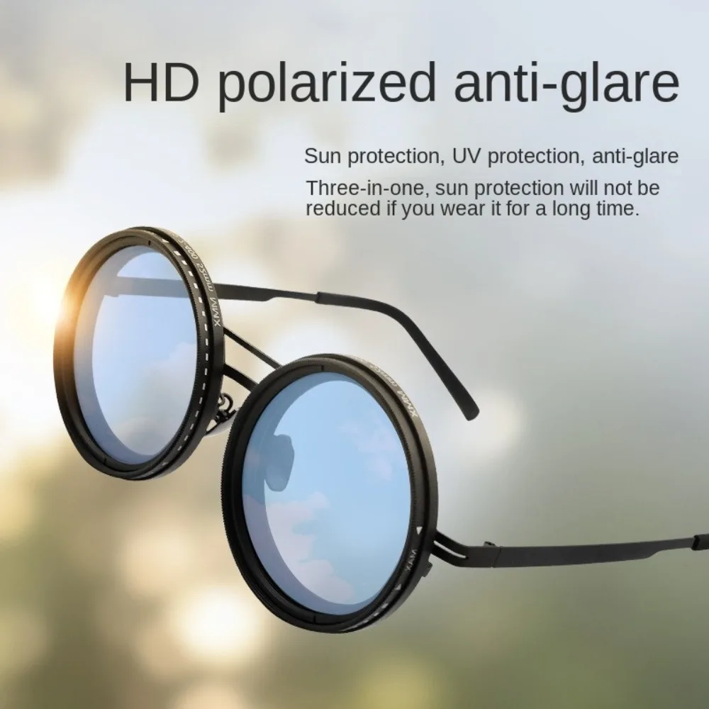 

Солнцезащитные очки в винтажном стиле 2025 года, закругленные регулируемые линзы с фильтром ND, мужские очки ND9 ND2-400, очки в стиле ретро для рыбалки