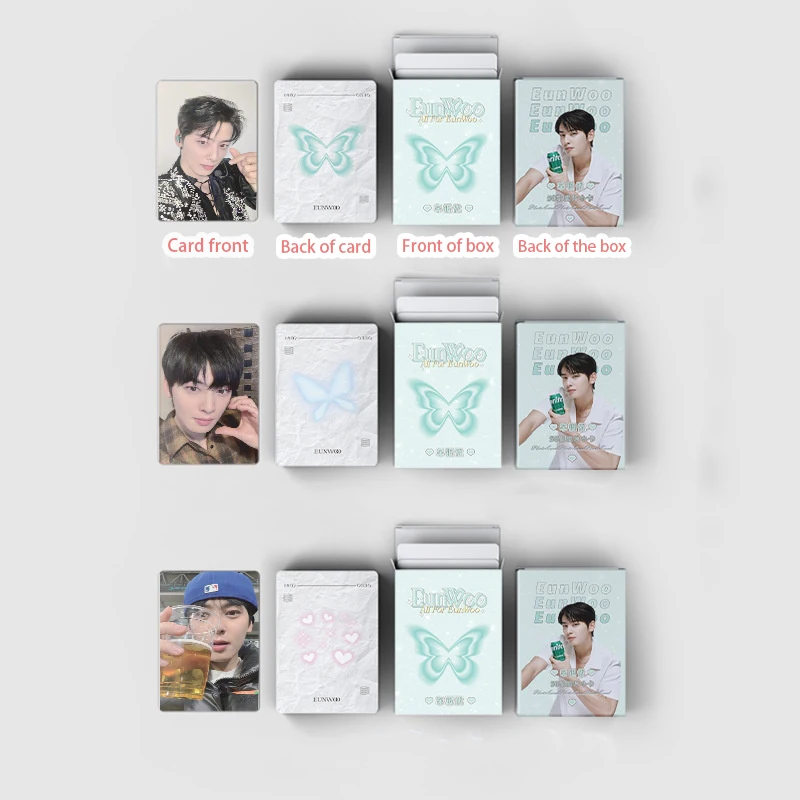 KPOP New Album Cha EunWoo 50pcs/set Postcard Exquisite Gift Collector Card Photo Card LOMO Card Glitter Card Astro