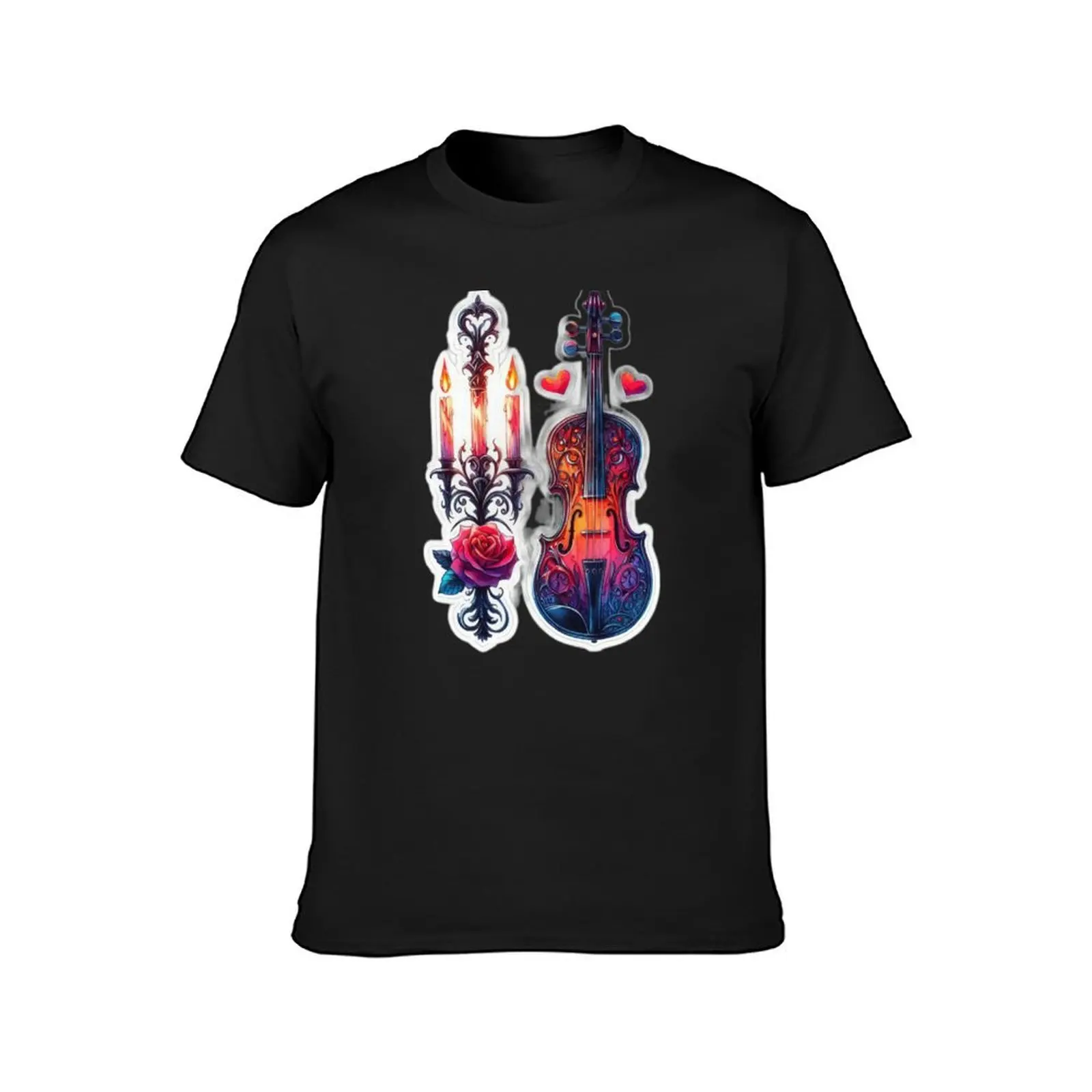 Gothic violin goth valentines day Sticker T-Shirt tops shirts graphic tees heavyweights sweat plain t shirts men