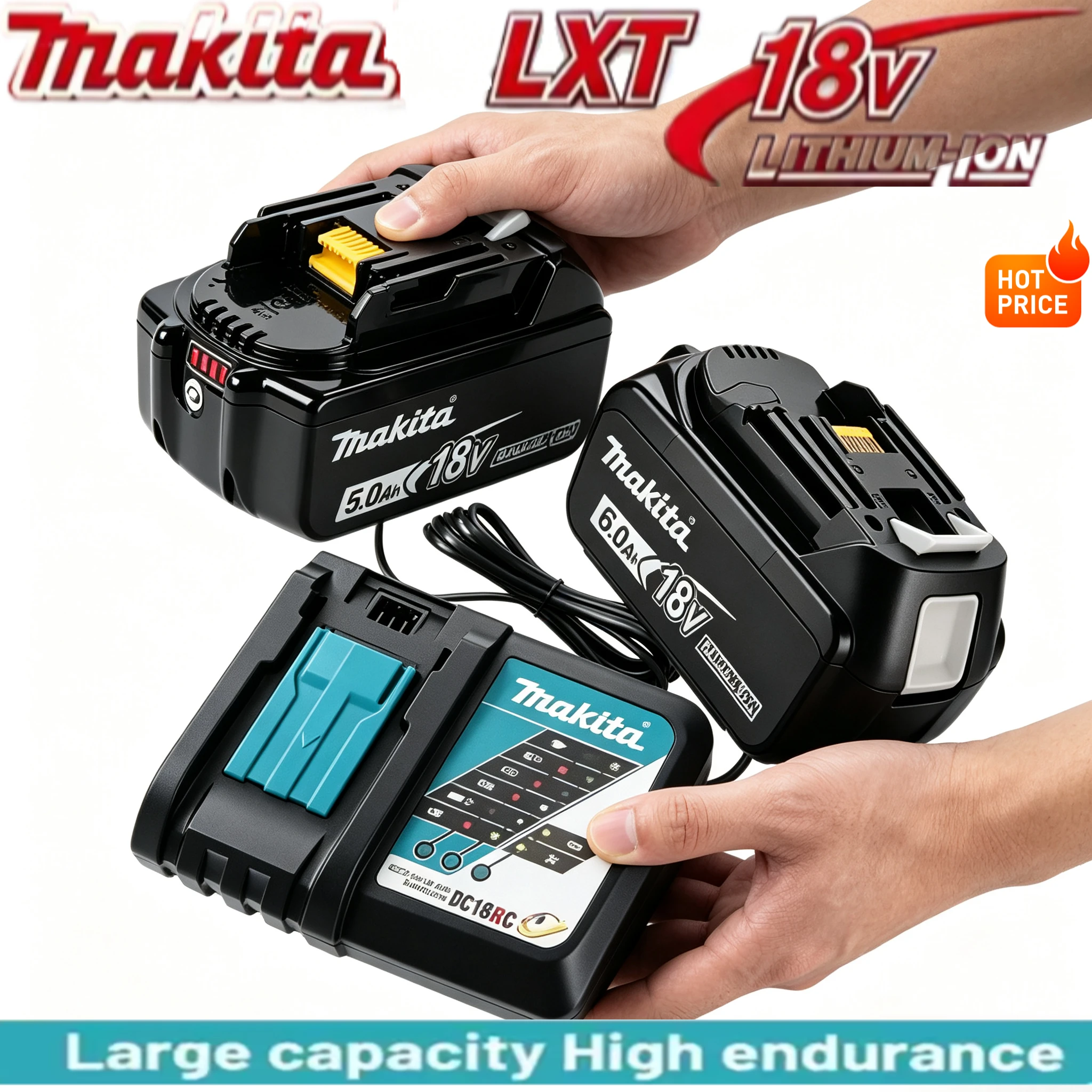 Top Grade Makita 18V Combo Kit (Battery+Charger), Optimized Heat Dissipation Supports Long-time Continuous Heavy Duty Work