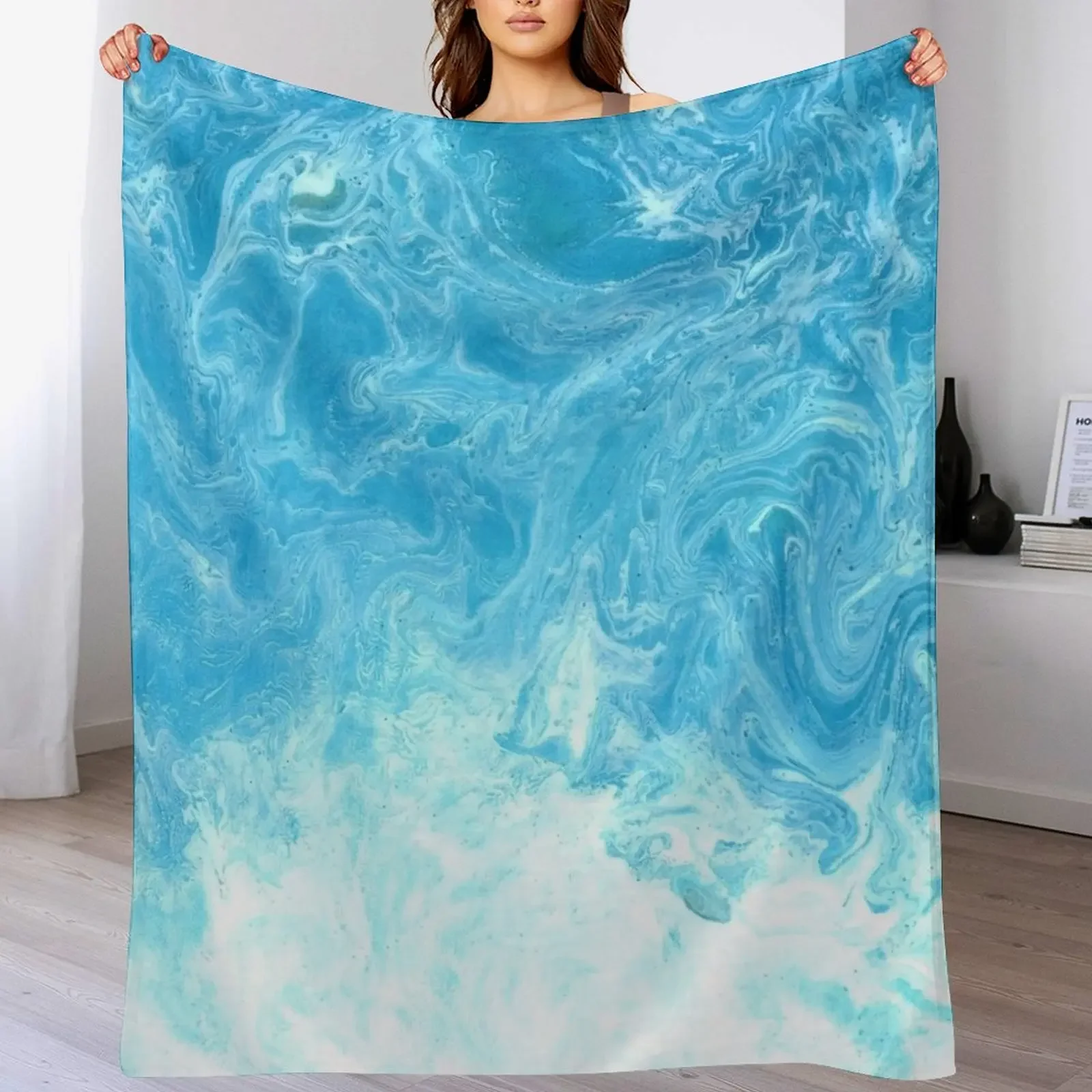 

Ocean Turquoise Throw Blanket Luxury Thicken Flannel Fabric Warm Bed Blankets