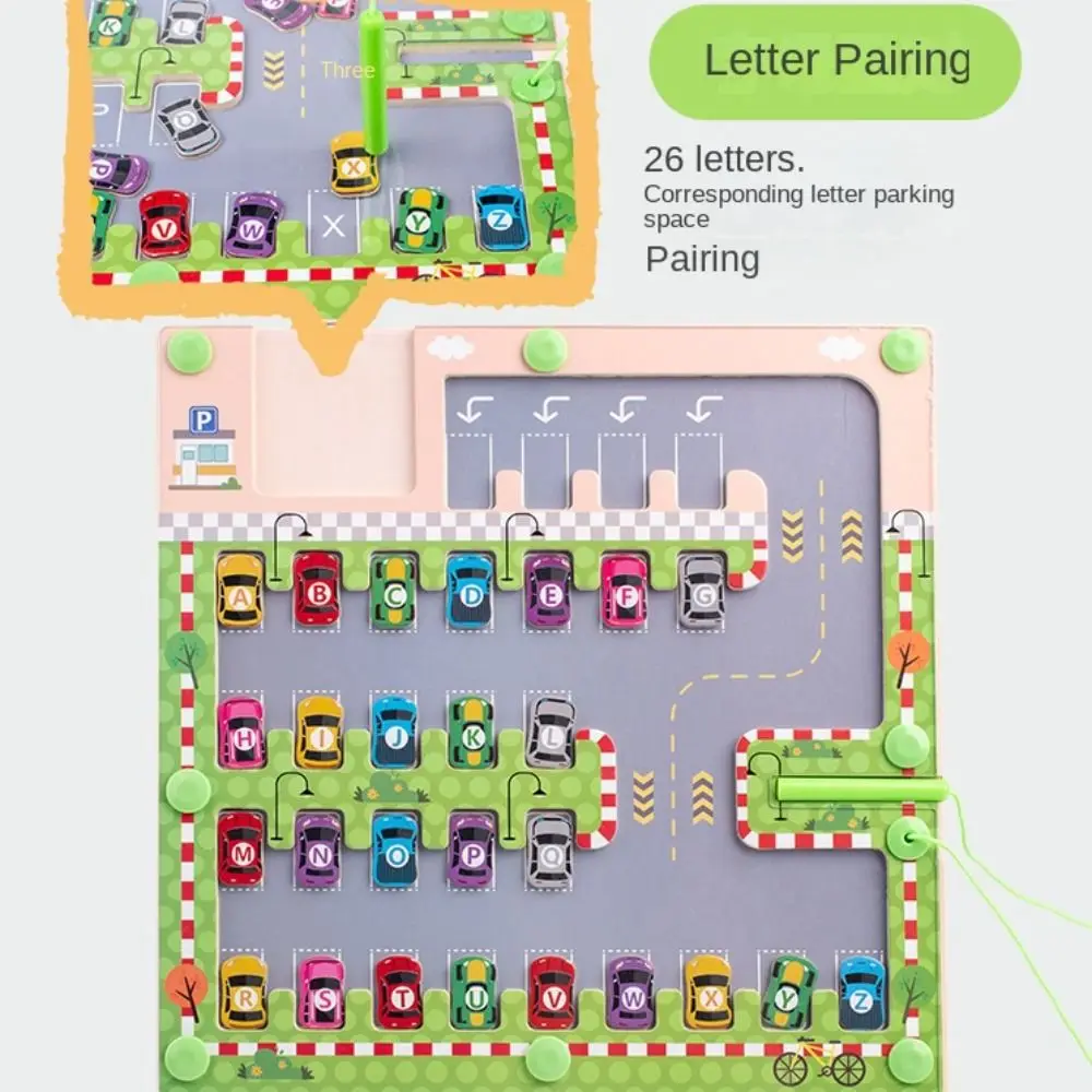 몬테소리 마그네틱 미로 장난감, 글자 어휘 학습, 26 글자 알파벳 매칭 게임, 모양 색상 정렬
