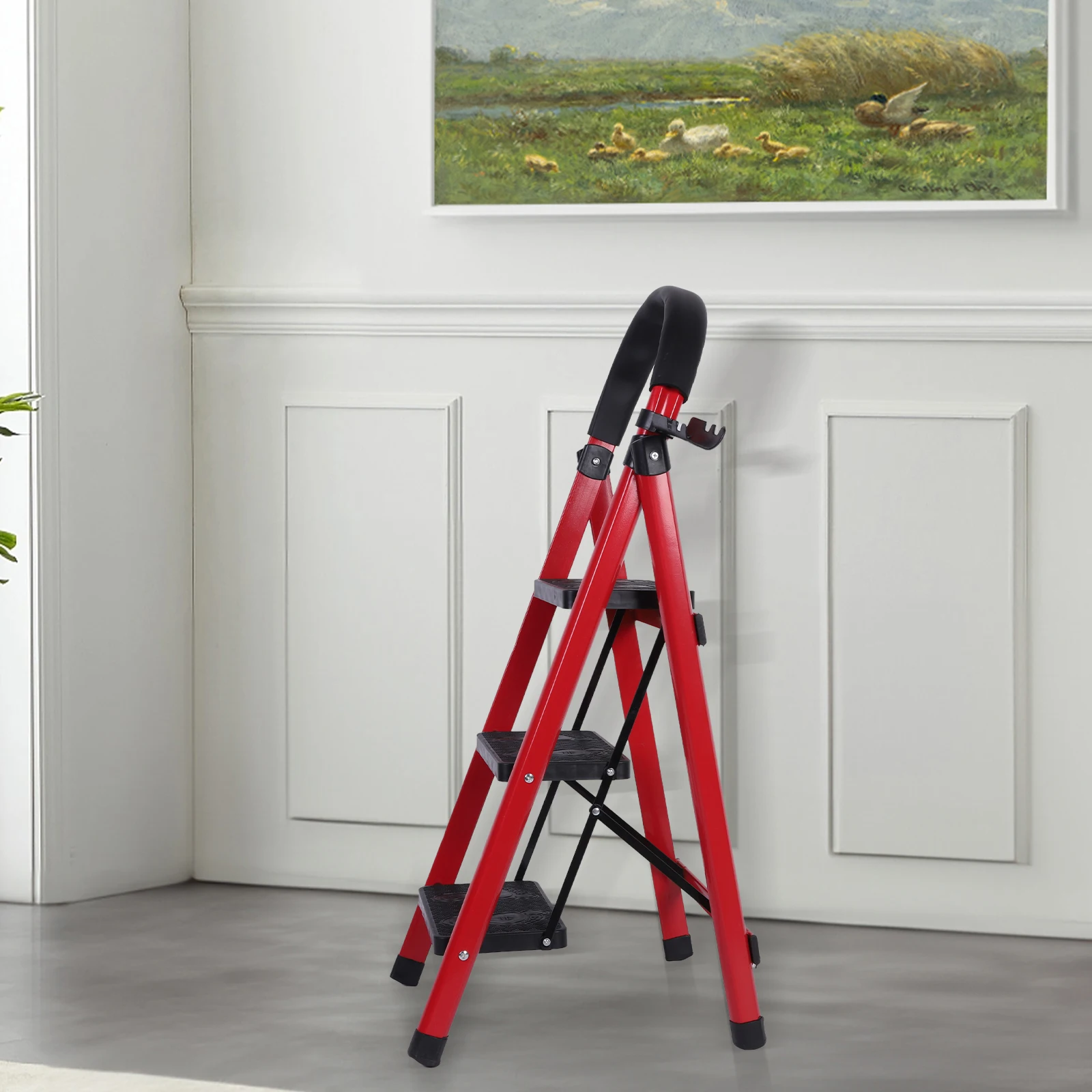 

3 Step Folding Ladder Sturdy& Portable Stepping Stools Max Load Capacity 330lbs Lightweight for Household Kitchen Office