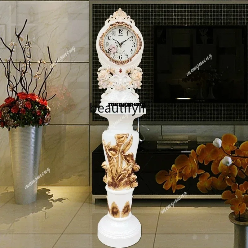 N  Floor clock Living room big clock European Vertical clock Floor-to-ceiling TV cabinet ornament