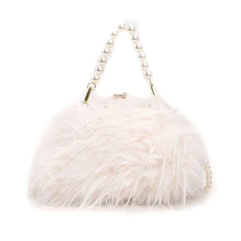 Sac en peluche de grande capacité pour femmes, sac à bandoulière Pearl JOCrossbody, sac en peluche d'hiver populaire de niche, sacs E27, nouveau