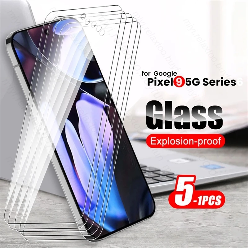 Pixel9ProXL Case 5-1Pcs Tempered Glass Screen Protector Cover for Google Pixel9 Pixel 9 Pro XL 5G Protect Glas Pixel9Pro Pixle 9