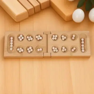 1 قطعة لوحة مانكالا الأفريقية الخيزران طوي الذكاء لعبة تعليمية مجموعة للعبة لوحة مانكالا متعة الأسرة #6