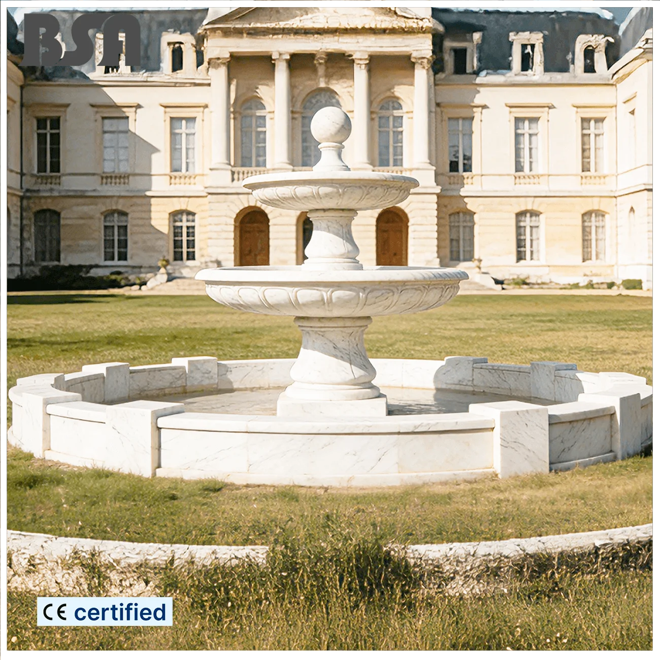Custom Hand-carved Modern Marble Fountain Sculpture Manor Water Feature Fountain for Villa Courtyard Decoration Deposit Only
