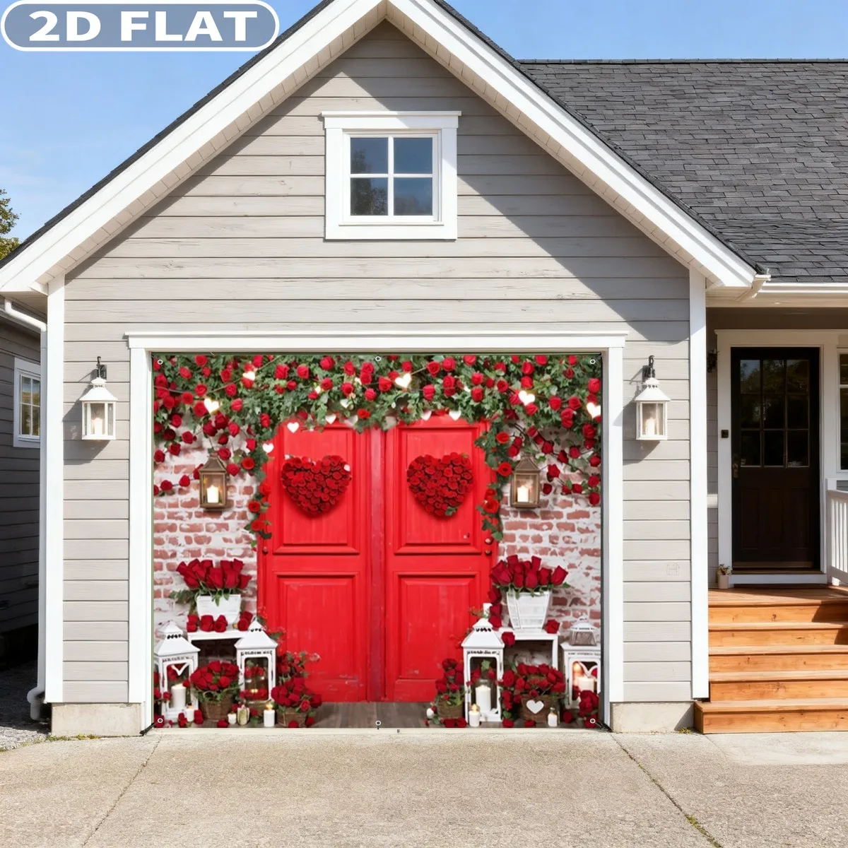 1pc Valentine's Day Garage Door Cove 6.5x8 FT Valentine Rose Wall Garage Door Wedding Bridal Shower Party Garage Door Decor
