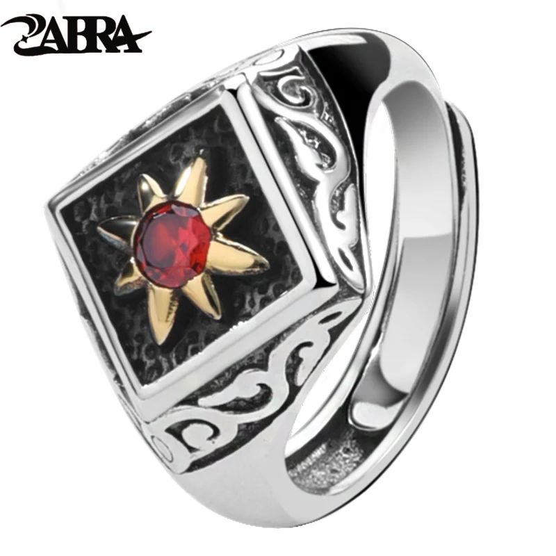 ZABRA 925 Silver Sun Ring for Men's Birthday Gift Retro Benmingnian Boys' Index Finger Ring