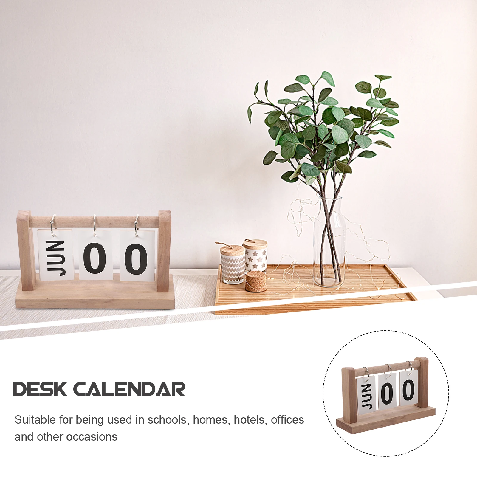 

Retro Wooden Desk Calendar Reusable Flip Standing Ornament Creative Design Perfect DesktopDecoration TableTop Yearly Perpetual