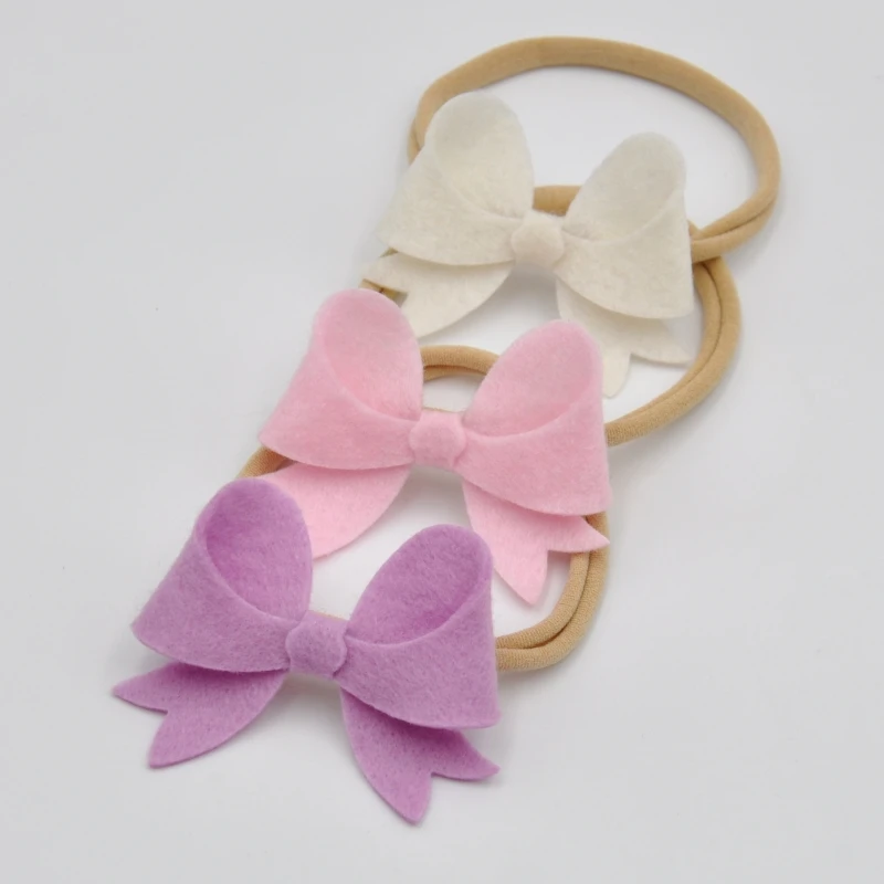 

16Pcs/Lot 2.5Inch Handmade Felt Bow Baby Headband Soft Nylon Hair Band Infant Hair Accessory