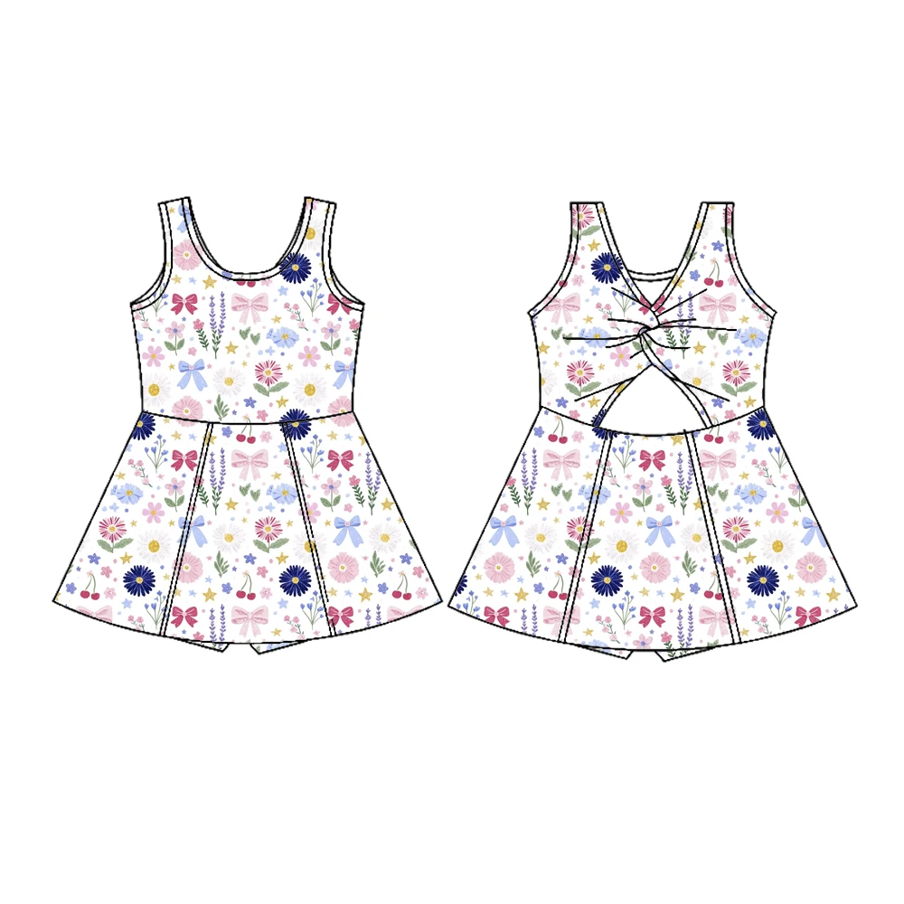 Boutique bestseller backless suspender dress wear safety pants and flower print Custom and wholesale