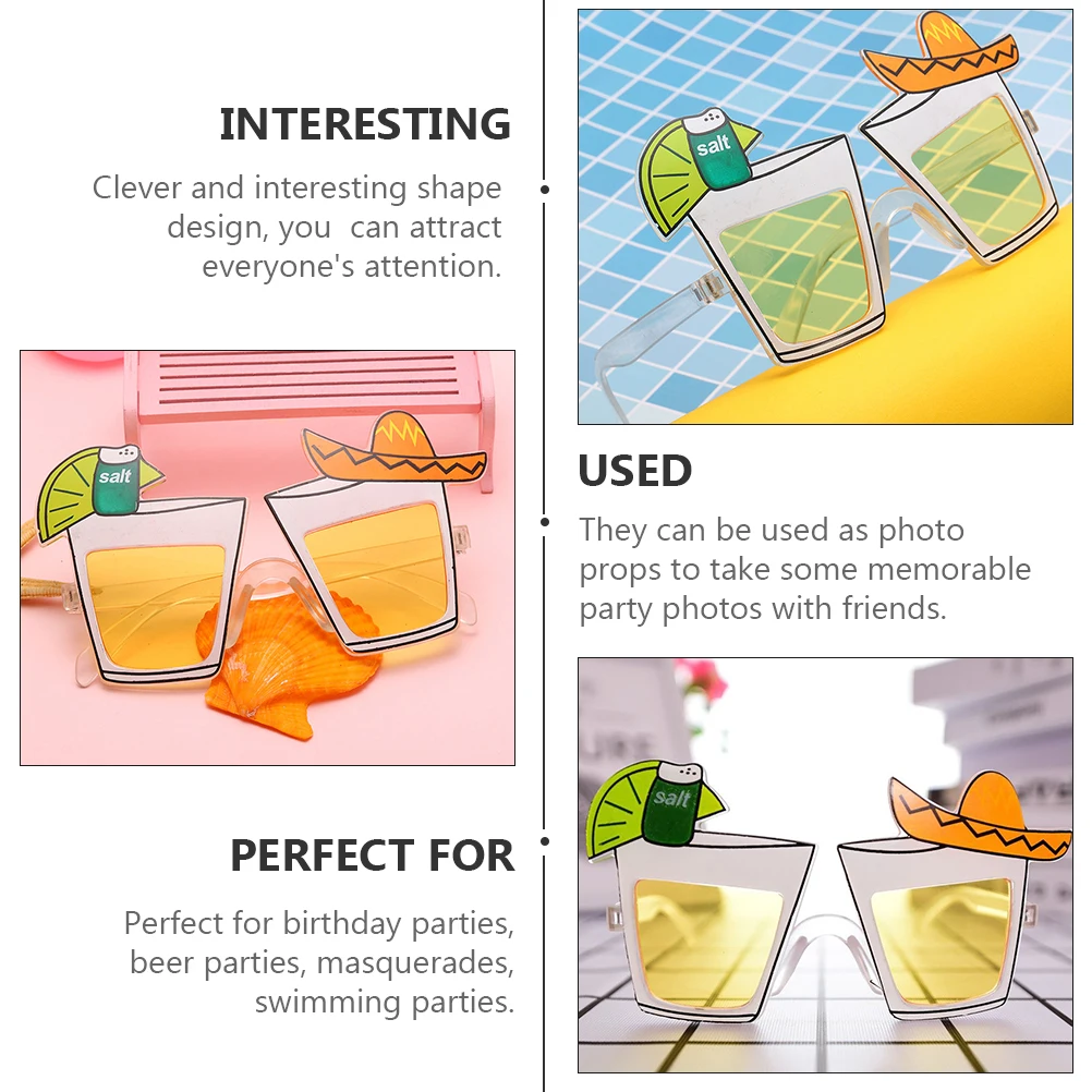 

3 Pairs Party Glasses Cocktail Cup Shaped Eco Friendly Durable Plastic Photo Props Masquerade Swimming Beach