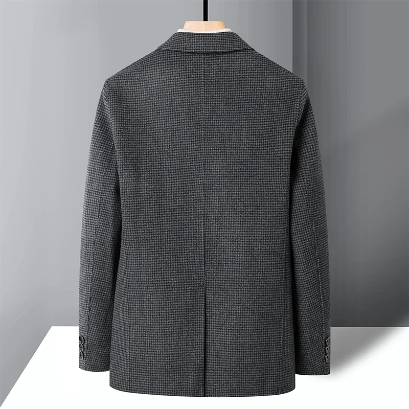 2024- New Fashion Slim-fit Italian Style Casual Business No-iron Short Wool Cashmere Coat Wool Autumn Winter Men's Double-sided