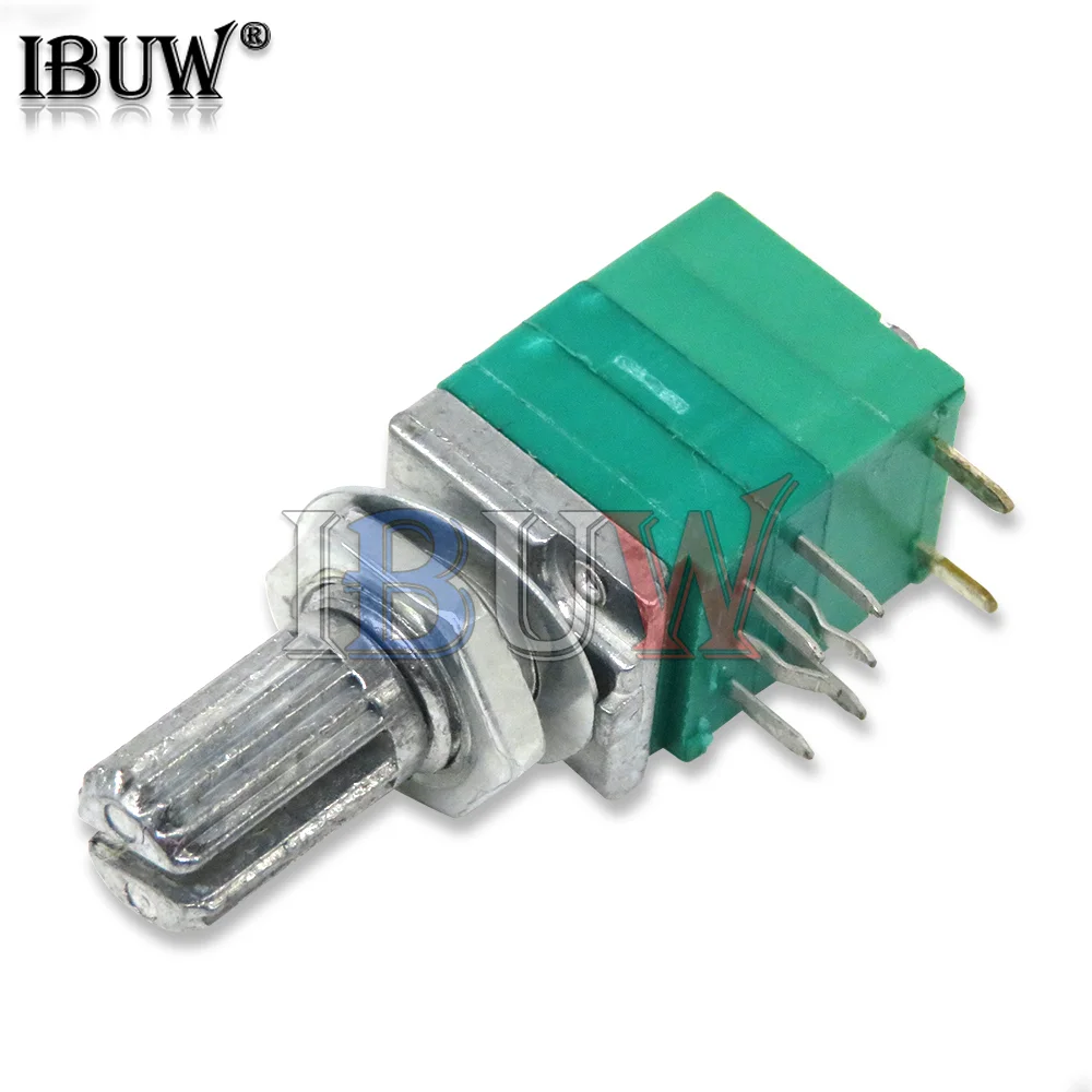 Interruptor de audio RK097GS 10K 50K, potenciómetro de sellado de amplificador, eje de 8 pines, 15mm, verde, 5 unidades