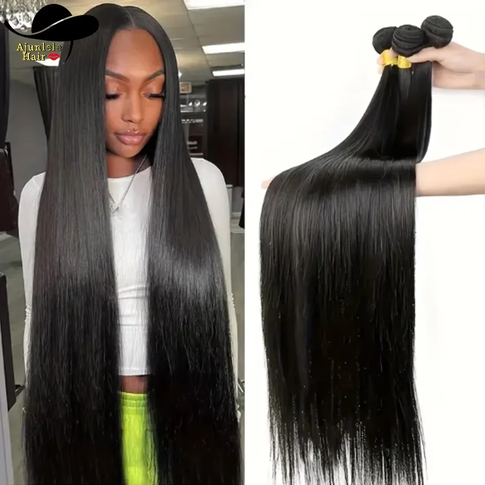 

Малайзийские прямые волосы Bone Straight, набор Ajunlele, 10-30 дюймов, 1/2/3/4 шт., натуральный цвет, натуральные необработанные волосы для наращивания для чернокожих женщин
