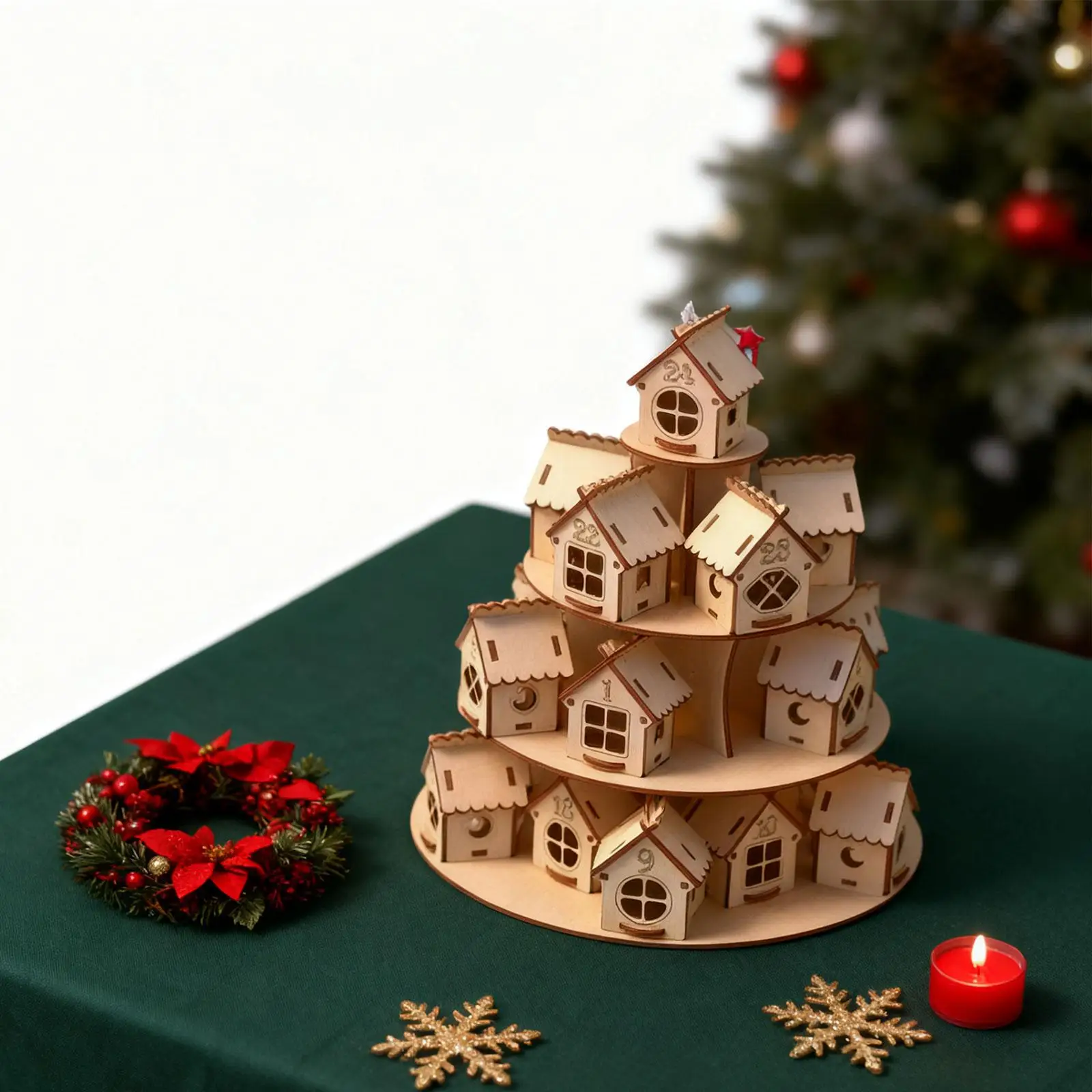 木製アドベントカレンダー-24日間カウントダウンカレンダー-クリスマスホームデコレーション-子供や家族へのクリエイティブなギフト