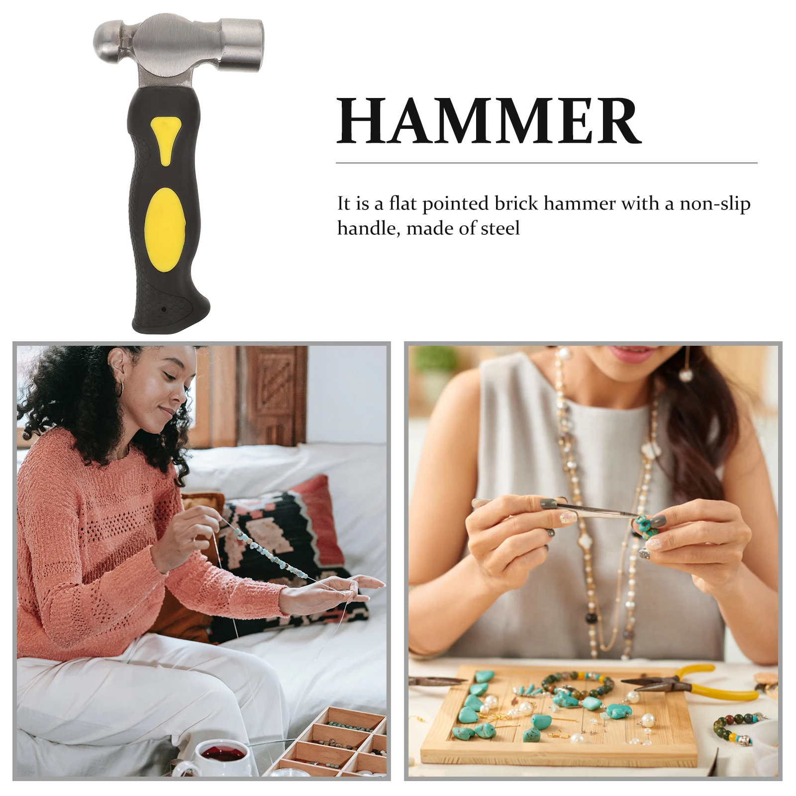 

Jewelry Stamping Hammer Metal Small Tools 10oz Yellow Mini H Round Head Ergonomic Non Skid Long Life Steel Practical Durable
