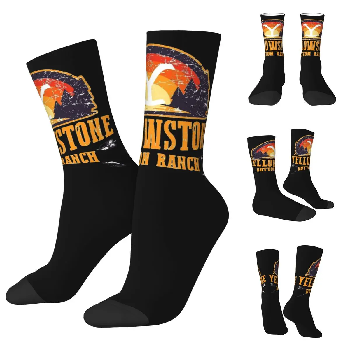 Cowboy Et De Yellowstone Dutton Ranch cosy Unisex Socks,Windproof Happy 3D printing Socks,Street Style Crazy Sock