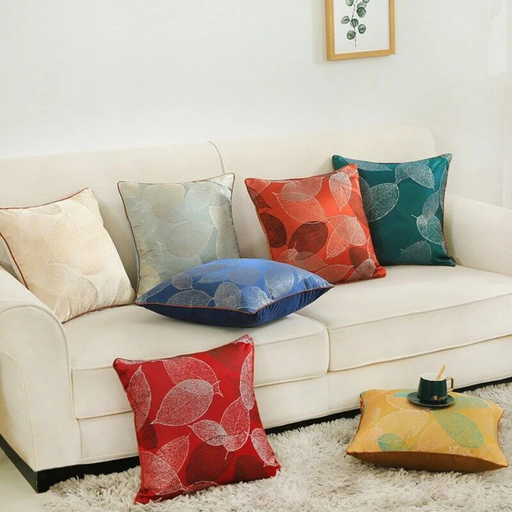 CIFBUY High Precision Jacquard Leaf Cushion Cover 18x18 Inch Decorative Throw Pillow Case for Bed Sofa Car Office