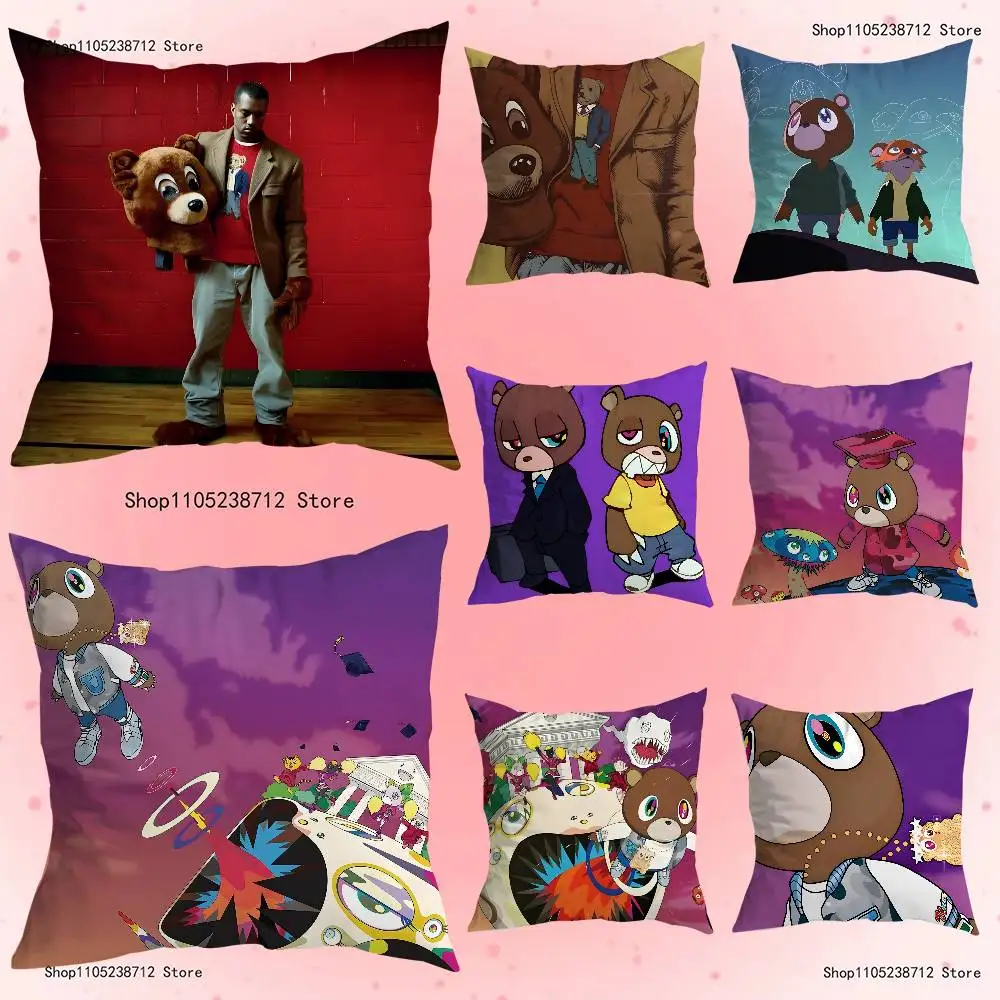 

Rapper K-Kanyes Anime Pillow Case Anti-dustmite Pillowcase Invisible zipper silky short plush Sofa cushion cover
